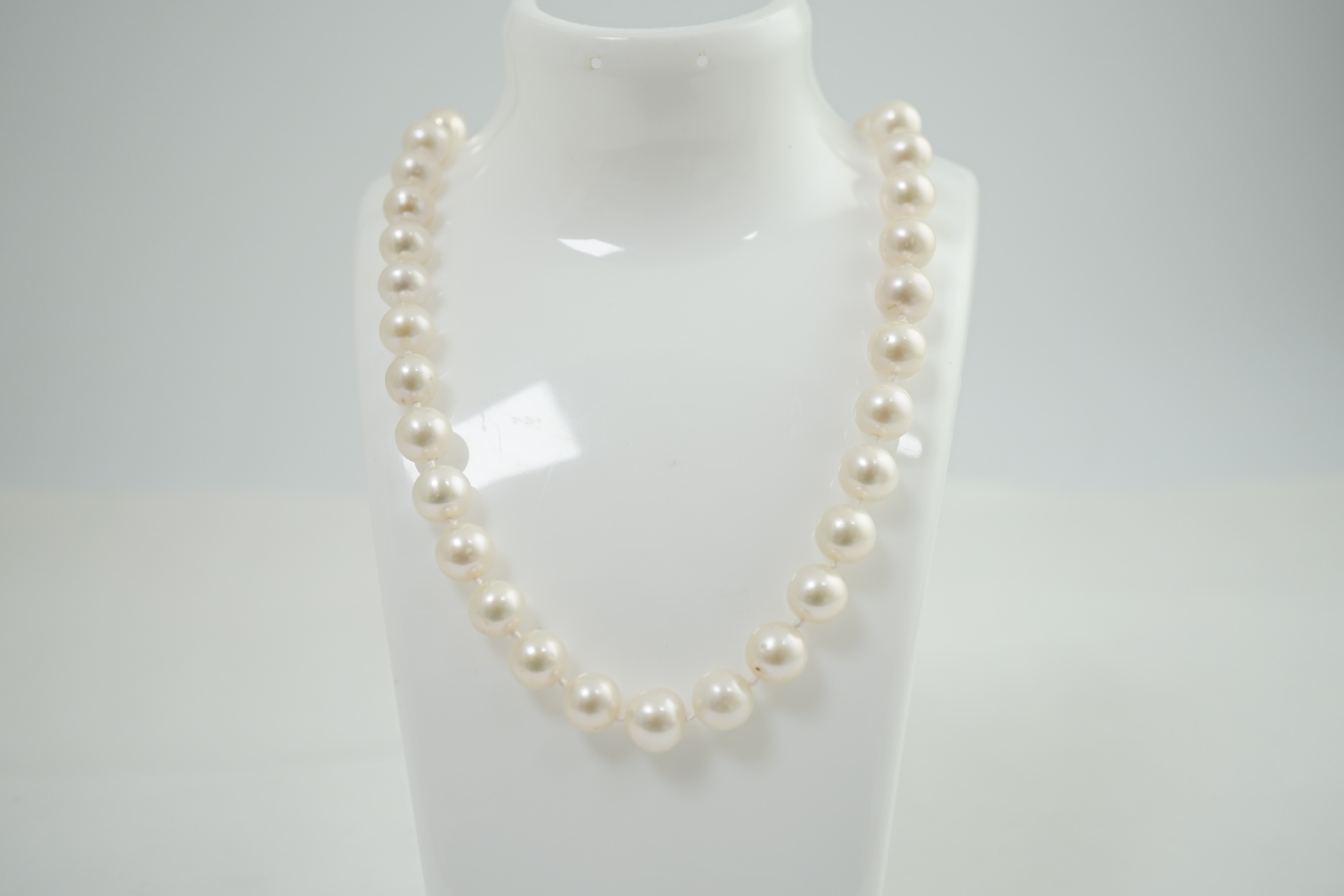 A single strand graduated South Sea pearl necklace, with 18k gold chain and clasp